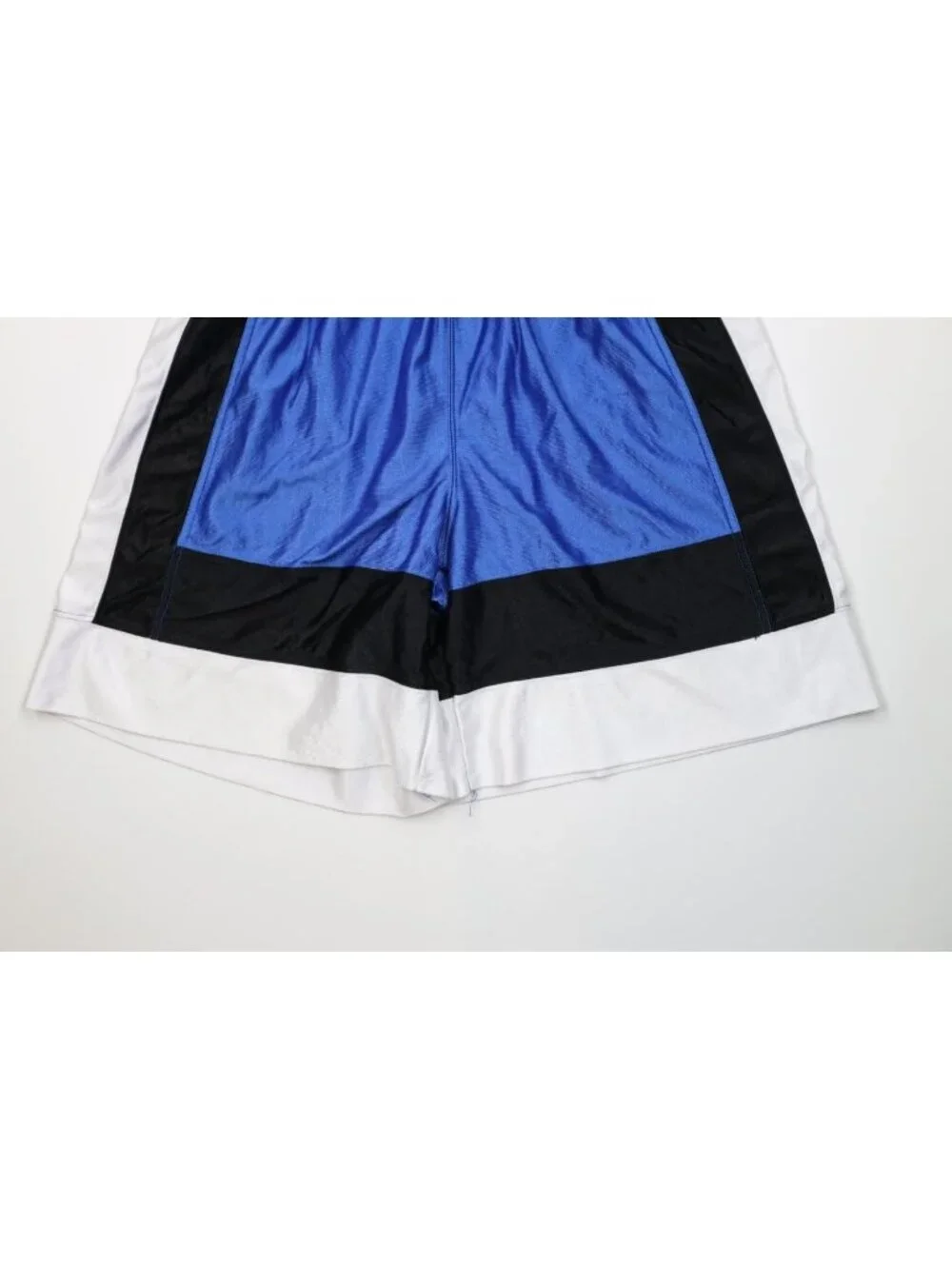 Vintage 90s Mens Large Color Block Silky Dazzle Gym Basketball Shorts Blue USA